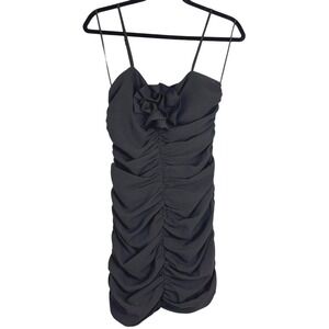 Dynamite Black Mini Dress Women's XS Ruched Rosette Strap Bodycon NWT‎ Cocktail